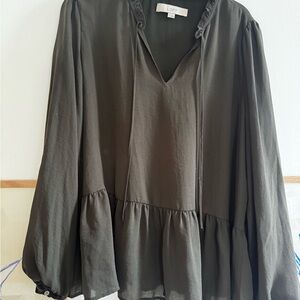 LOFT Women's Black Peasant Top